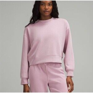 Lululemon Softstreme Perfectly Oversized Cropped Crew  Rose Blush   SZ 12 NWOT